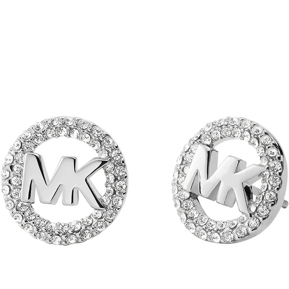 NWT-Michael Kors/SilverStone Monogram Stud Earrings - Picture 2 of 9